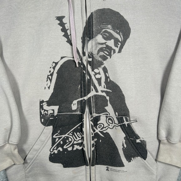 Artimonde Jimi Hendrix Hoodie Mens Medium grey full zip rock 2011 graphic - Picture 6 of 15